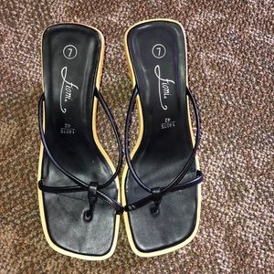 Black slip on sandal heel